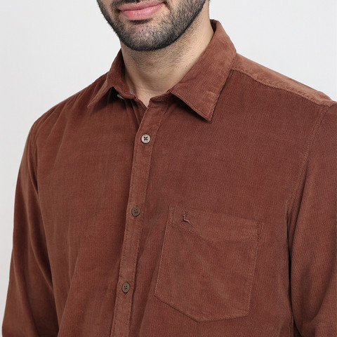 PARX Men Self Design Casual Brown Shirt - Buy PARX Men Self Design