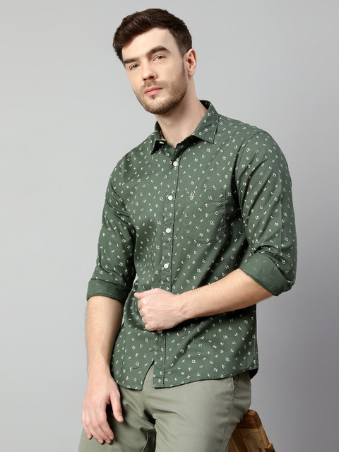 CANTABIL Men Floral Print Casual Green Shirt Buy CANTABIL Men