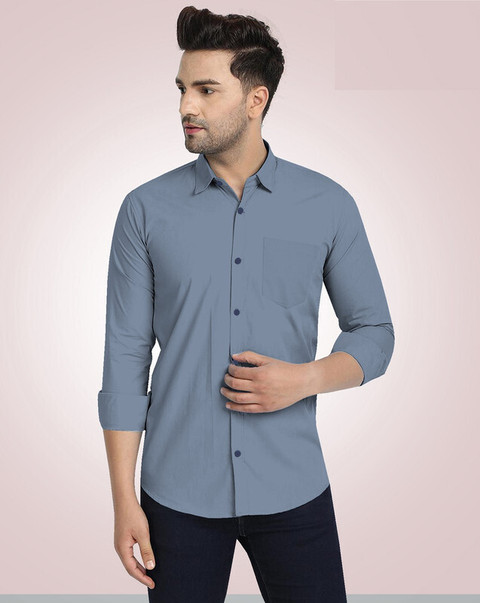CHEAPSHIRTS Men Solid Casual Light Blue Shirt