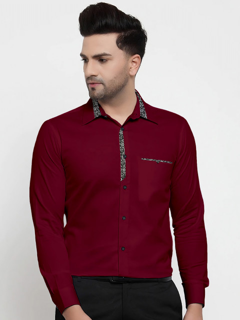 Webric Men Printed Formal Maroon Shirt Buy Webric Men Printed