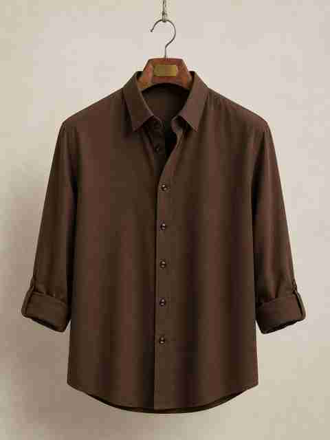 hanumante Men Regular Fit Solid Spread Collar Casual Shirt - Image 5