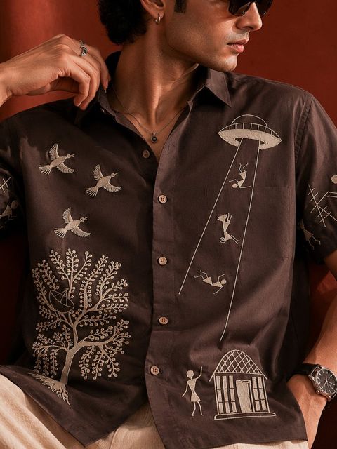 MyDesignation Men Relaxed Fit Printed Spread Collar Casual Shirt - Image 8