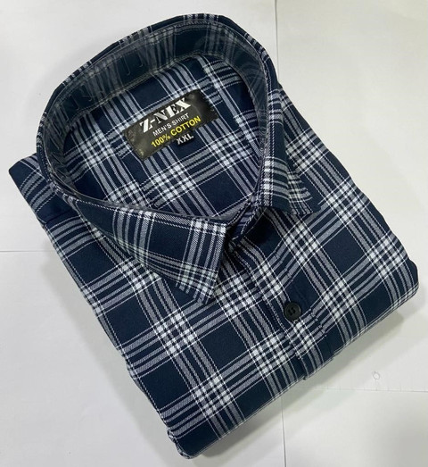 Z-NEX Men Checkered Casual Blue Shirt - Buy Z-NEX Men Checkered