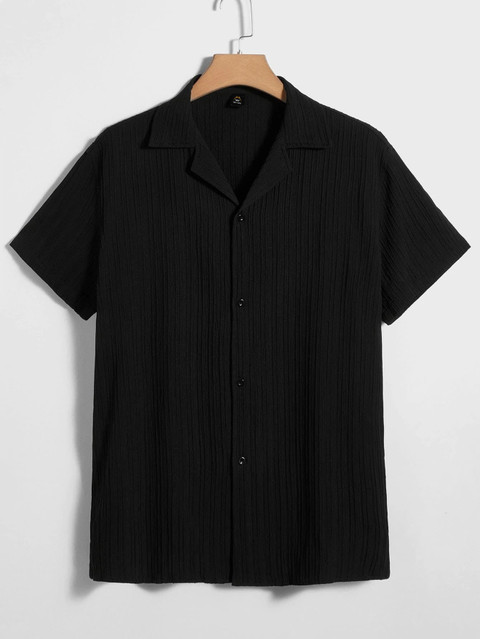 WUXI Men Self Design Casual Black Shirt Buy WUXI Men Self Design