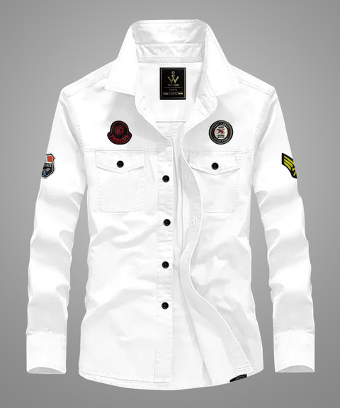 WOXEN Men Solid Casual White Shirt