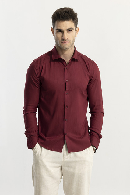 Snitch Men Solid Casual Red Shirt Buy Snitch Men Solid Casual