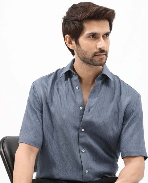 RARE RABBIT Men Solid Casual Grey Shirt