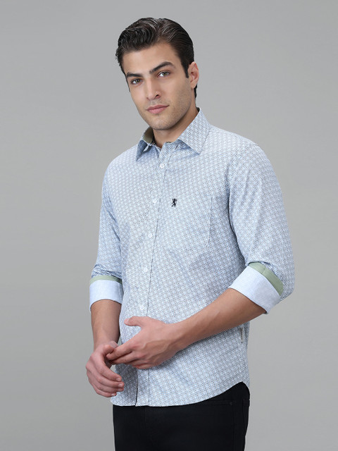 giordano dress shirts White Shirt With Semi Cutaway Abstract Flower Trim Size XL GIORDANO Men Printed Casual White,