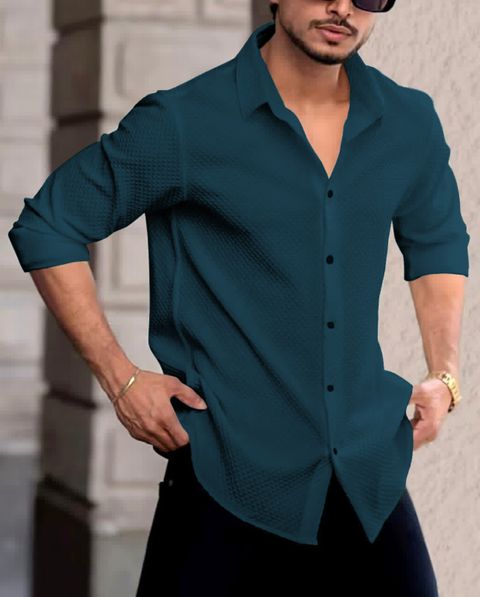 JACKBELLA Men Regular Fit Self Design Spread Collar Casual Shirt - Image 5