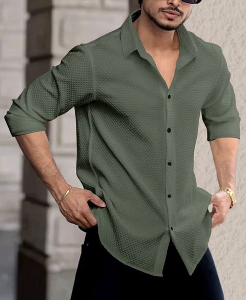 JACKBELLA Men Regular Fit Self Design Spread Collar Casual Shirt - Image 6