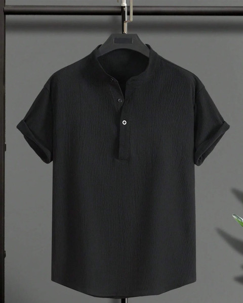 BELPATRA Men Solid Casual Black Shirt