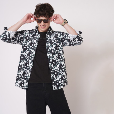 trybuy Men Printed Party Black Shirt - Buy trybuy Men Printed