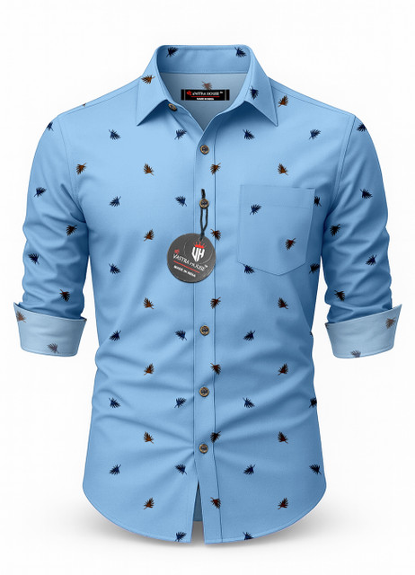 ZARACRETION Men Printed Casual Blue Shirt