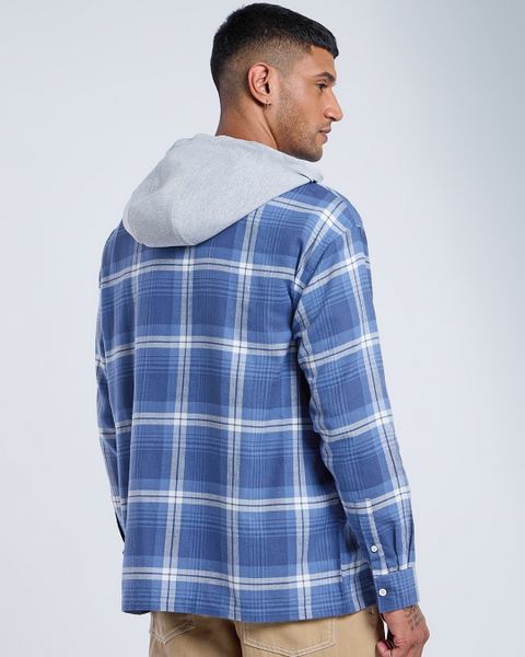 BEWAKOOF Men's Relaxed Fit Checkered Hood Casual Shirt - Image 5