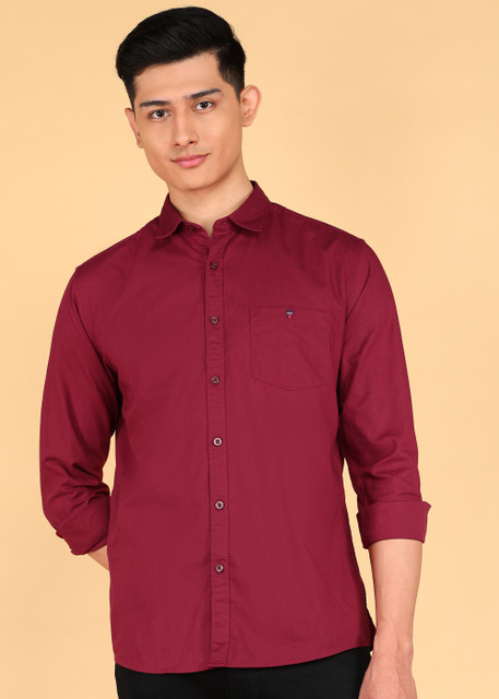 Louis Philippe Jeans Men Solid Casual Red Shirt Buy Louis