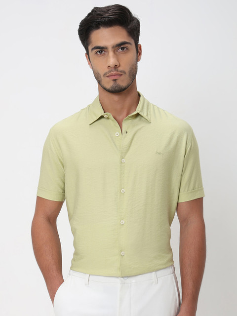 MUFTI Men Solid Casual Light Green Shirt Buy MUFTI Men Solid