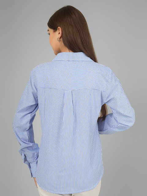 Yunic29 Women Striped Casual Blue Shirt - Buy Yunic29 Women