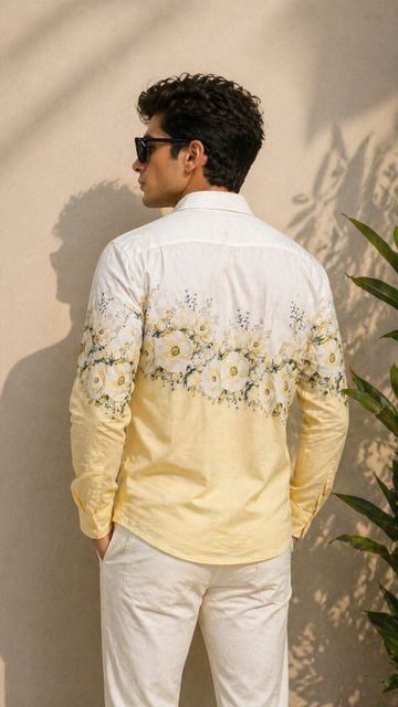 トップス I0 ZX BOSS Men Floral Print Casual White, Yellow Shirt - Buy ZX BOSS