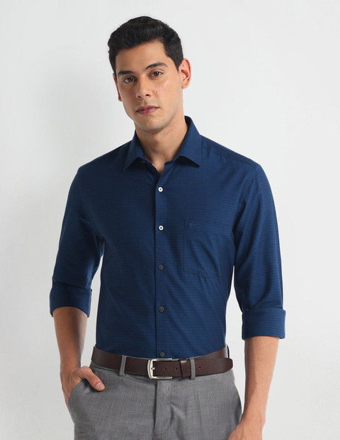 slim fit dress slacks Men's Performance Stretch Black Dress Shirt