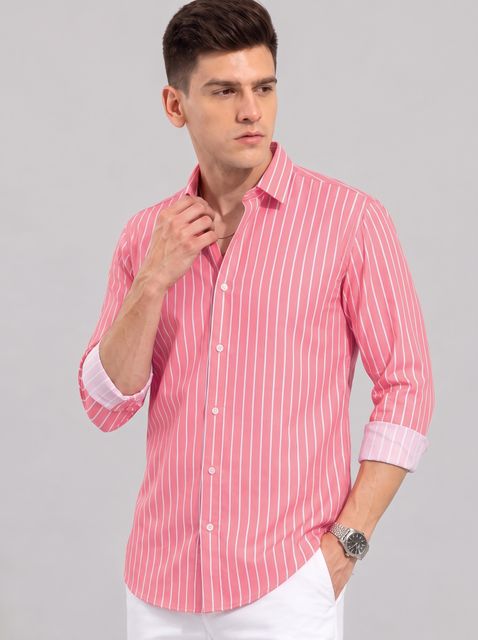 WOXEN Men Regular Fit Striped Spread Collar Casual Shirt - Image 6
