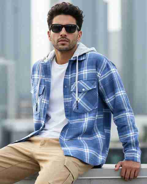 BEWAKOOF Men's Relaxed Fit Checkered Hood Casual Shirt - Image 3