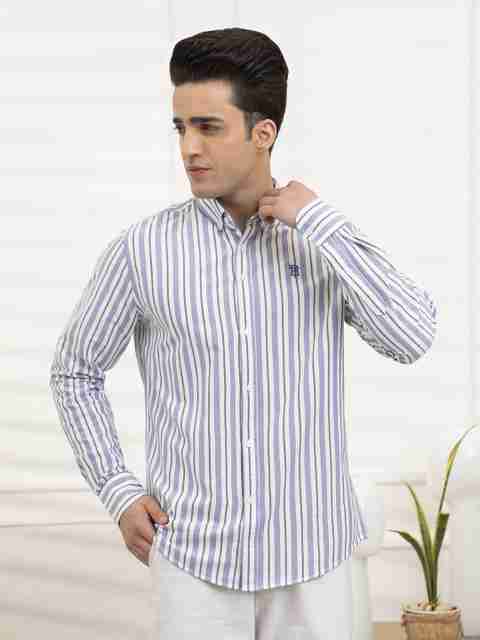 RED TAPE Men Striped Casual Blue Shirt - Buy RED TAPE Men Striped