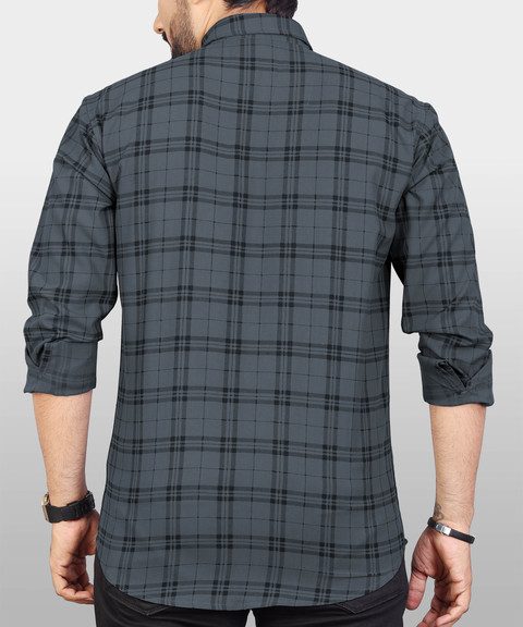 Surhi Men Checkered Casual Grey Shirt - Buy Surhi Men