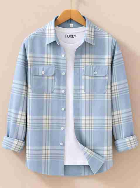 FOXEY Men Regular Fit Checkered Spread Collar Casual Shirt - Image 5