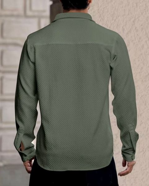 JACKBELLA Men Regular Fit Self Design Spread Collar Casual Shirt - Image 4