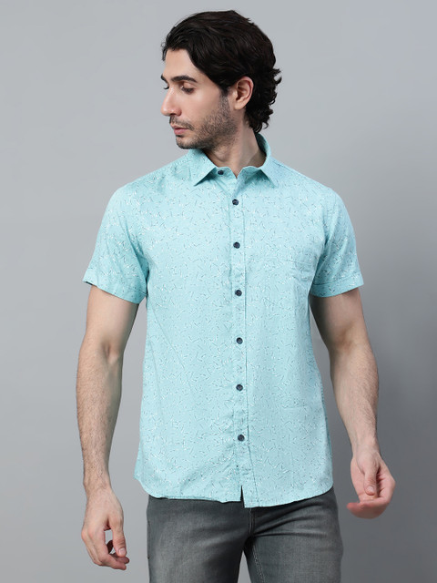 CANTABIL Men Printed Casual Blue Shirt