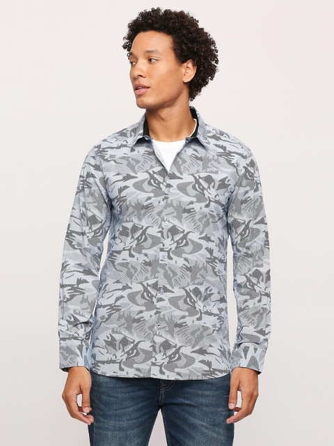 Pepe Jeans Men Printed Casual Blue Shirt