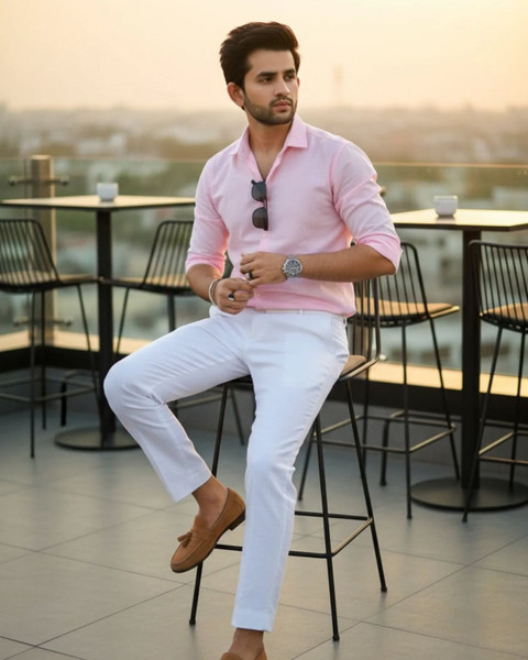 strapless open back dress Quattro Flex Dress Shirt with Semi-Spread Collar Pink Gingham S / Pink Gingham