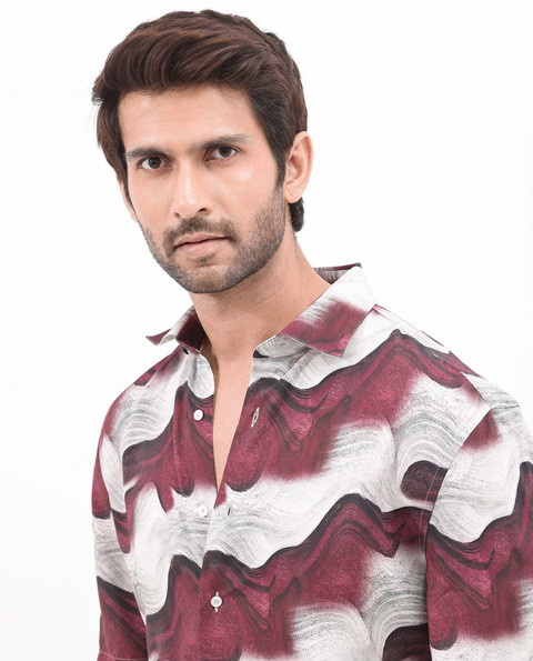 RARE RABBIT Men Printed Casual Red, White Shirt Buy RARE RABBIT