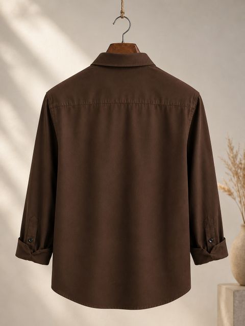 hanumante Men Regular Fit Solid Spread Collar Casual Shirt - Image 6