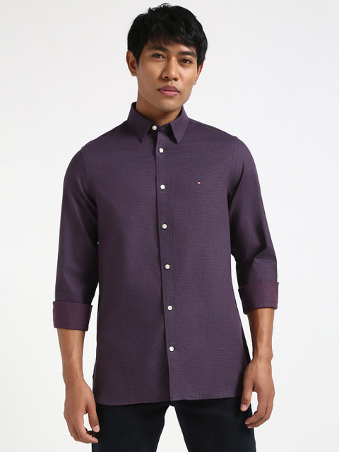 TOMMY HILFIGER Men Solid Casual Purple Shirt Buy TOMMY HILFIGER