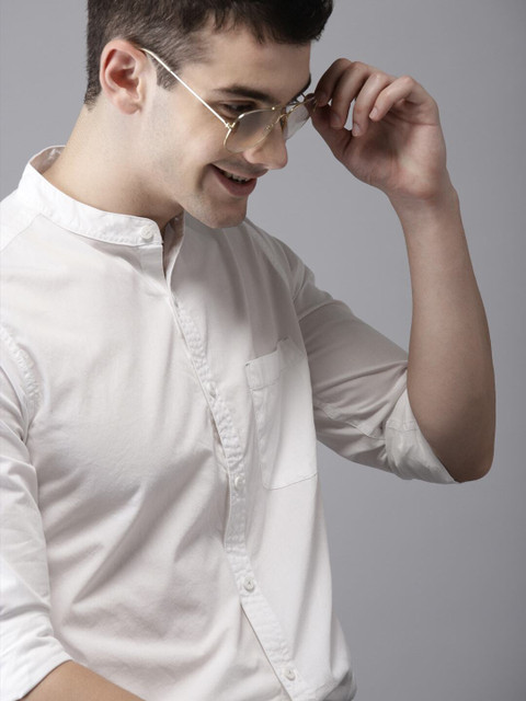 HERE&NOW Men Solid Casual White Shirt Buy HERE&NOW Men Solid