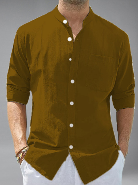 Yugnik Men Solid Casual Gold Shirt