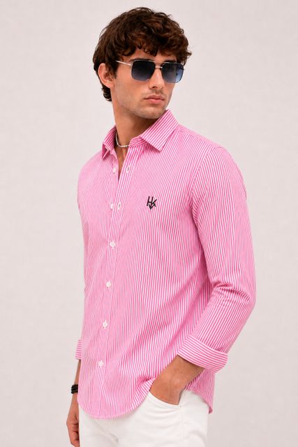 HKV FASHION Men Regular Fit Striped Spread Collar Casual Shirt - Image 7