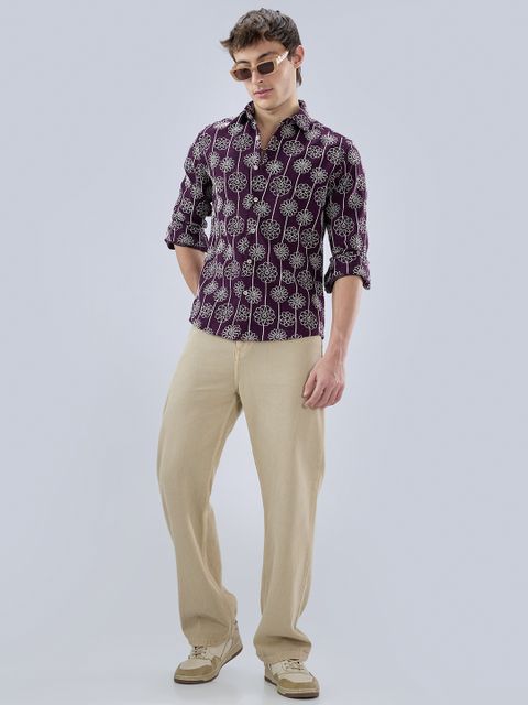 VASTRADO Men Regular Fit Floral Print Cut Away Collar Casual Shirt - Image 5