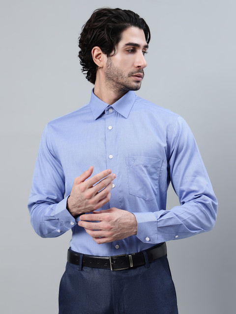CANTABIL Men Solid Formal Blue Shirt
