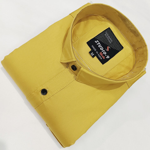 Studio-9 Men Solid Casual Gold Shirt