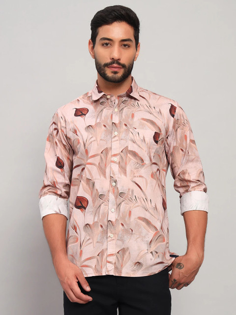 CANTABIL Men Printed Casual Pink Shirt