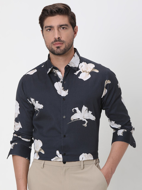 MUFTI Men Printed Casual Black Shirt