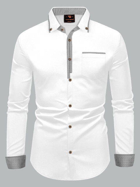 Shreehari Fashion Men Solid Casual White Shirt