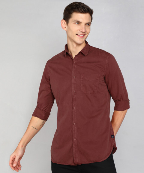 Van Heusen Denim Labs Men Solid Casual Red Shirt