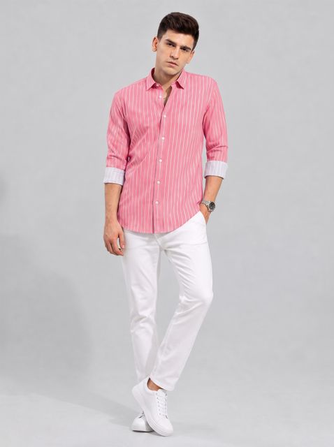 WOXEN Men Regular Fit Striped Spread Collar Casual Shirt - Image 7
