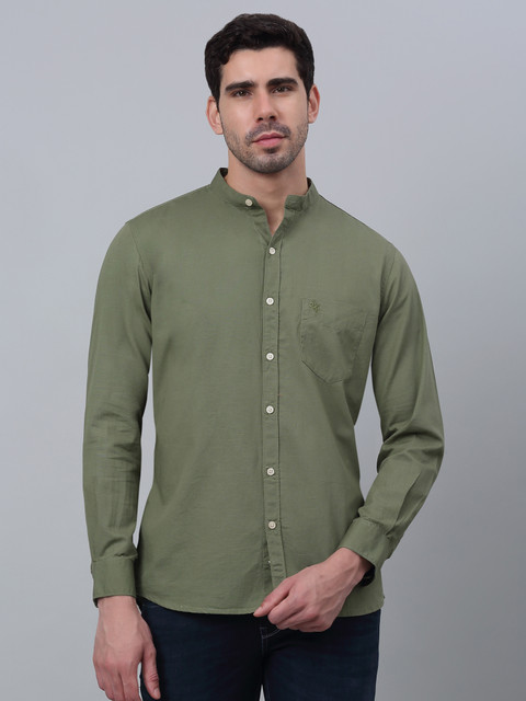 CANTABIL Men Solid Casual Green Shirt