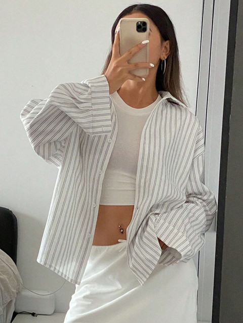 EVERYDAY I LIKE WASH SHIRT ワイヤー入り ストライプ Leriya Fashion Women Solid Casual White Shirt - Buy Leriya Fashion