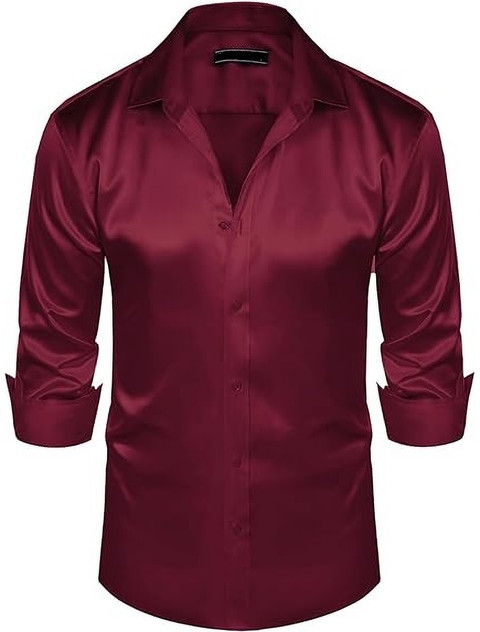 JINIK Men Solid Casual Maroon Shirt
