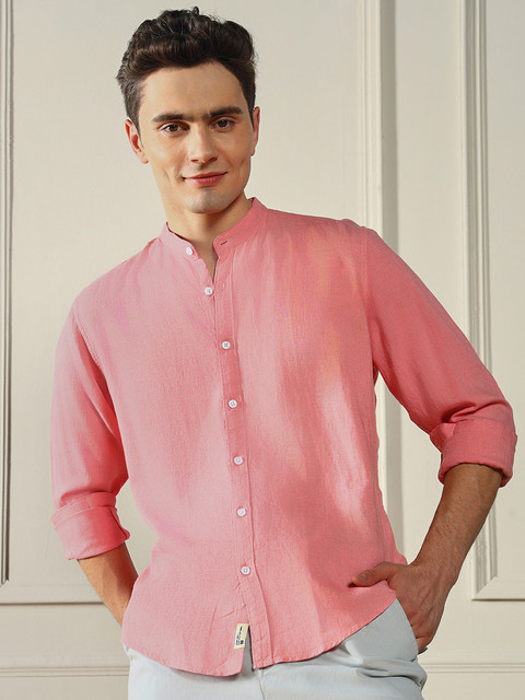 Dennis Lingo Men Solid Casual Pink Shirt Buy Dennis Lingo Men